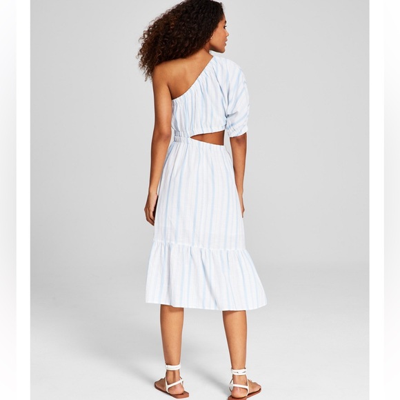 And Now This cotton cutout one shoulder striped dress - Picture 2 of 6